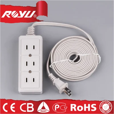 4 Meter Wire White Three Gang Multi Electric Cord Socket