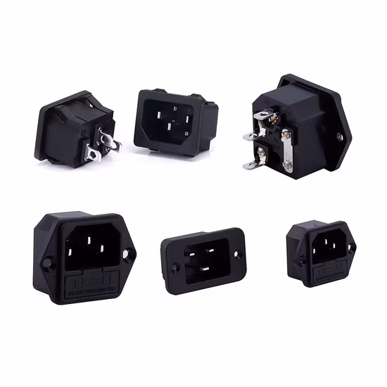 6.3A 10A 250V AC Power Socket and Switch with 5.2X20 Fuse